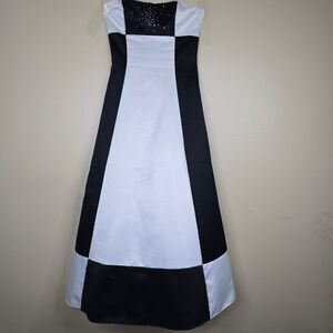 Jessica McClintock for Gunne Sax vintage black & white block satin dress size 7